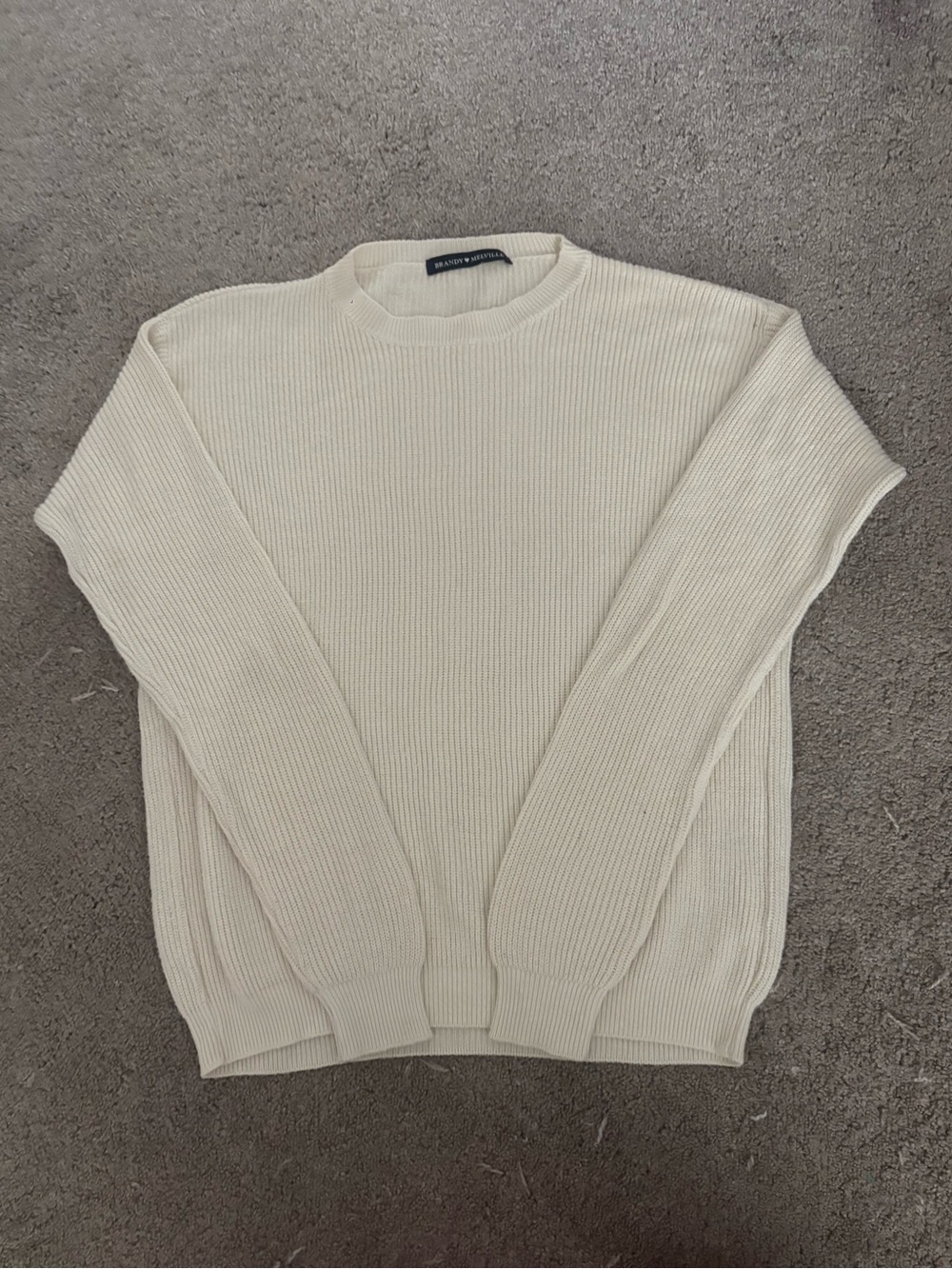 Brandy Melville Ribbed Crewneck Sweater in Cream